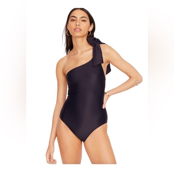 J. Crew NWT Bow One Shoulder One Piece Swimsuit Size 22 Navy Blue - Picture 3 of 13